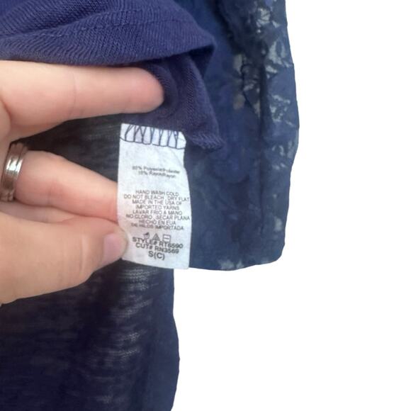 Brixton Ivy navy Blue long sleeve top with lace new with tag size small - Picture 4 of 6